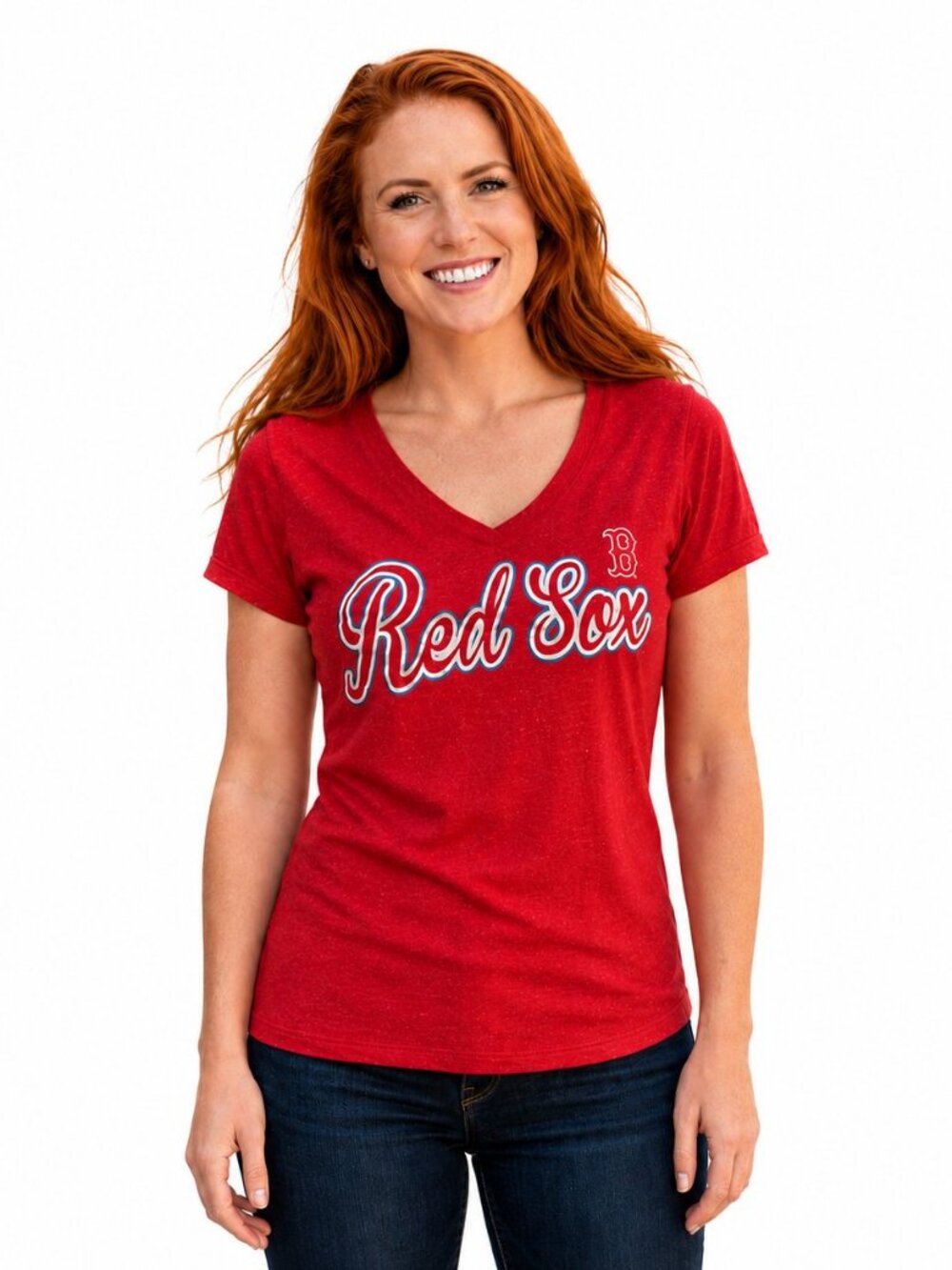 G-III 4Her Women's Boston Red Sox V-Neck Breakaway T-Shirt Red Large Carl Banks